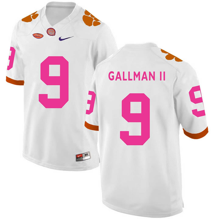 Clemson Tigers 9 Wayne Gallman II White 2018 Breast Cancer Awareness College Football Jersey DingZhi